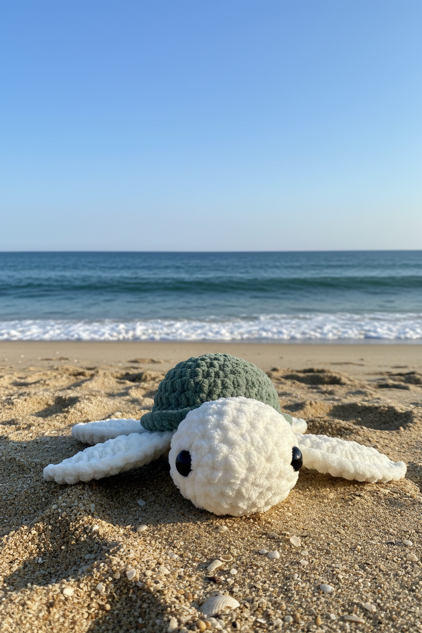 Hand crochet sea turtle