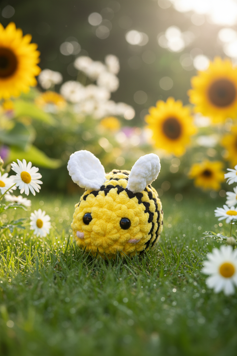 Hand crochet bee