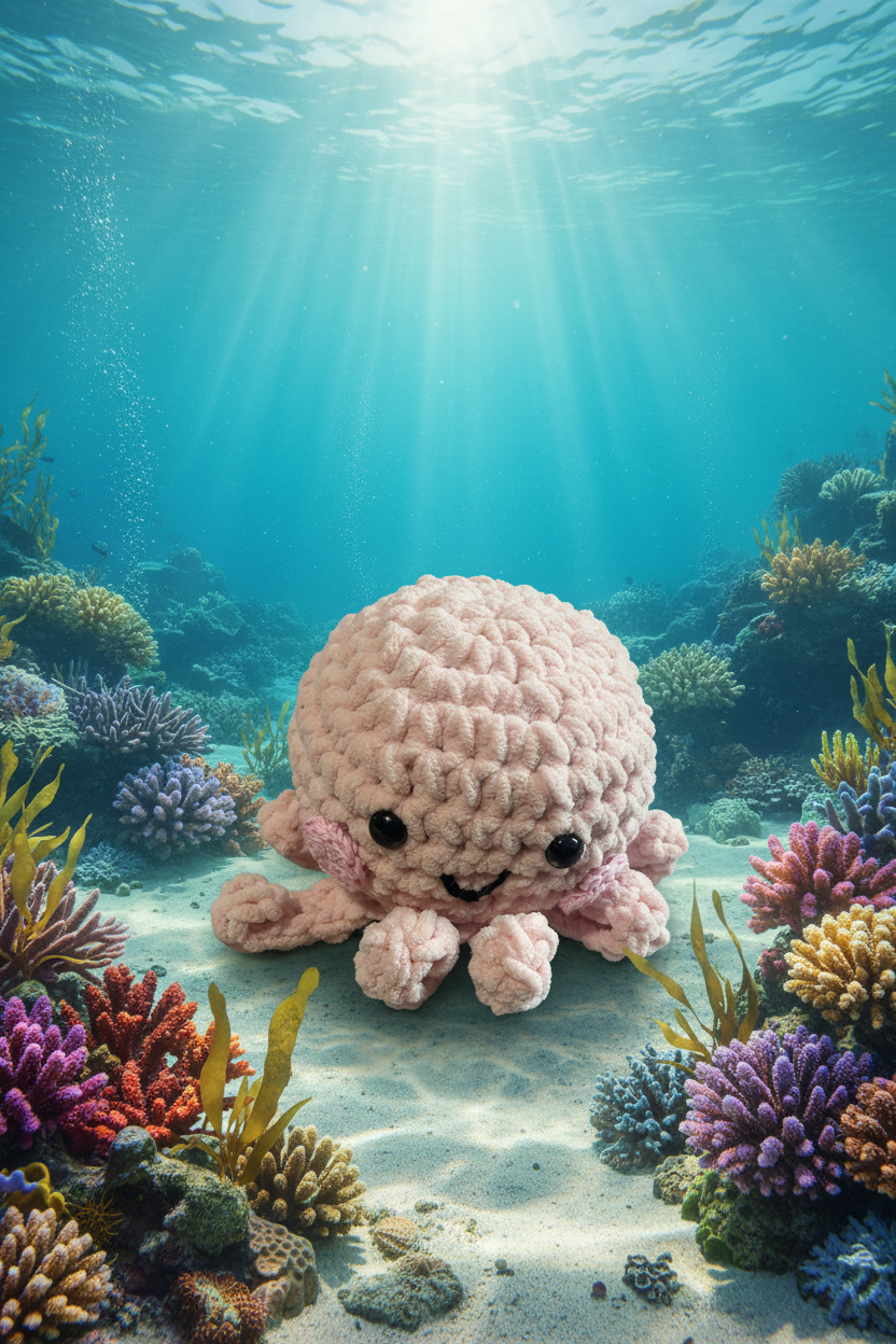 Hand crochet octopus