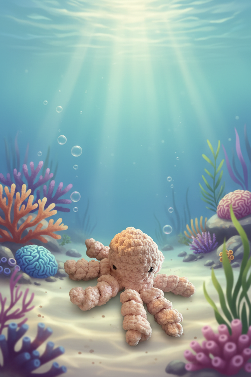 Hand crochet octopus